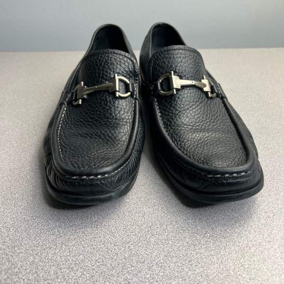Salvatore Ferragamo Black Leather Slip On Loafers Size 8 - Picture 10 of 12